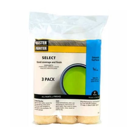 General Paint Master Painter 9" Select Roller Cover, 1/4" Nap, Knit, Smooth, 3 Pack - 697803